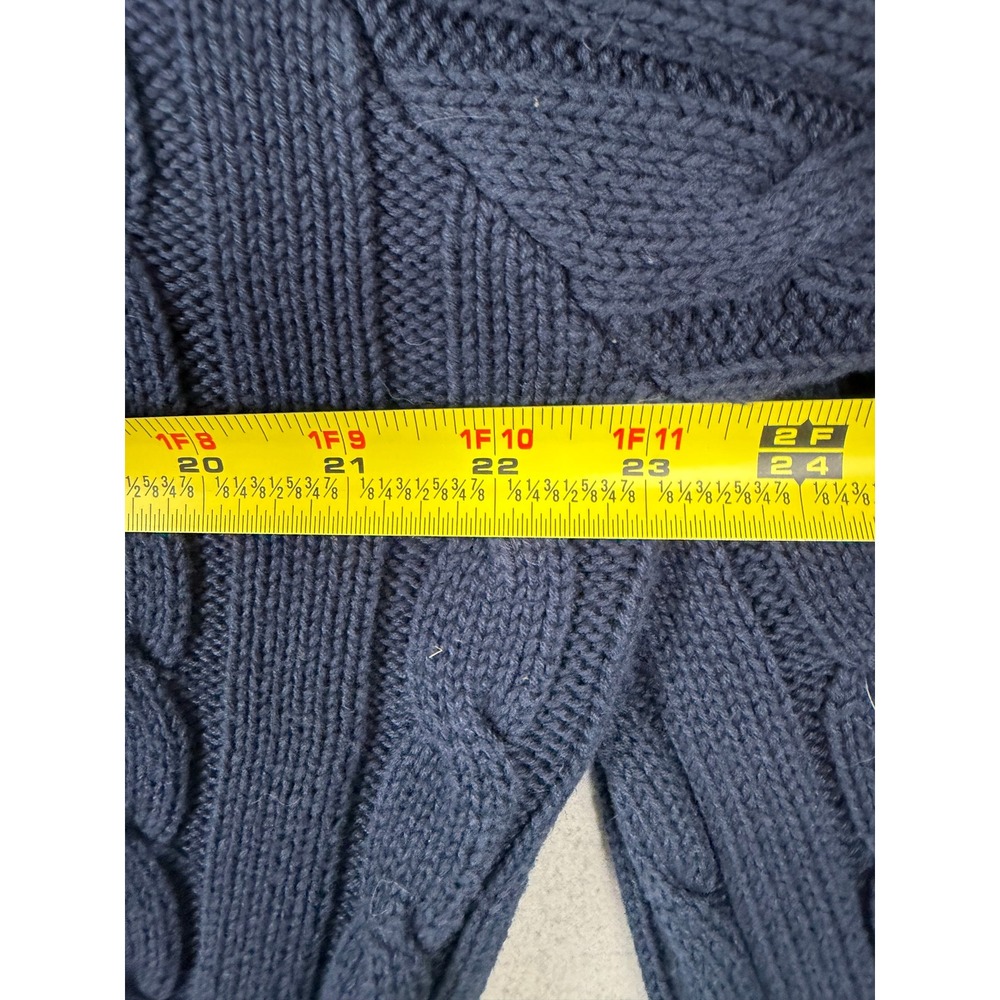 Polo Ralph Lauren Vintage Cricket Polo Sweater Navy Blue Cable Knit V-Neck Large - Picture 5 of 5